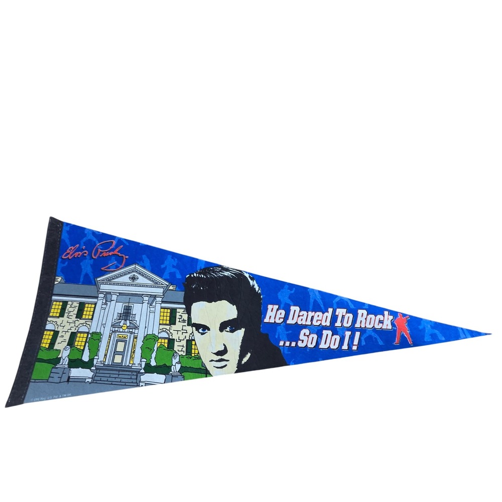 Elvis Presley Graceland Felt Pennant 30" He Dared To Rock So Do I Souvenir - Picture 1 of 3